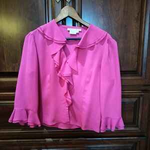Maggy London Vibrant Pink Ruffle Blouse